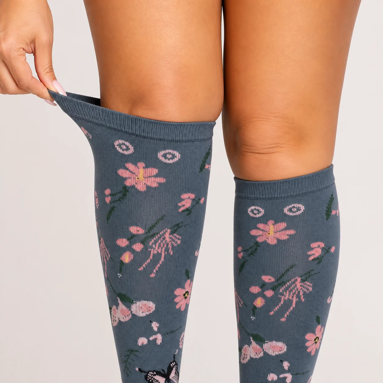 Compression Socks Blue Floral