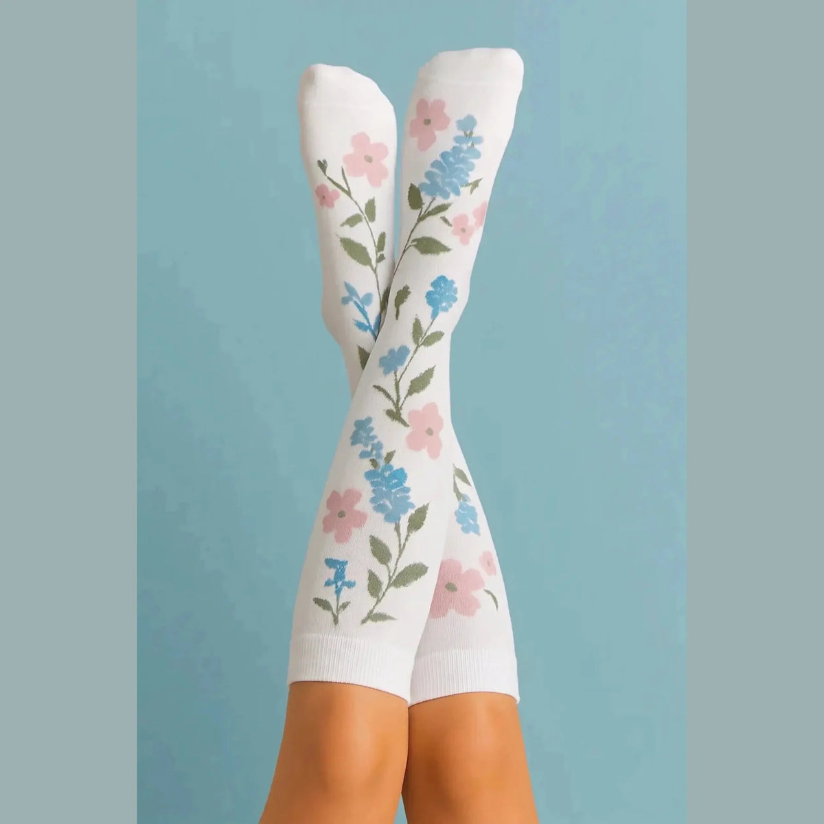 Calcetines de compresión Blancos con Flores — imagen del producto 2