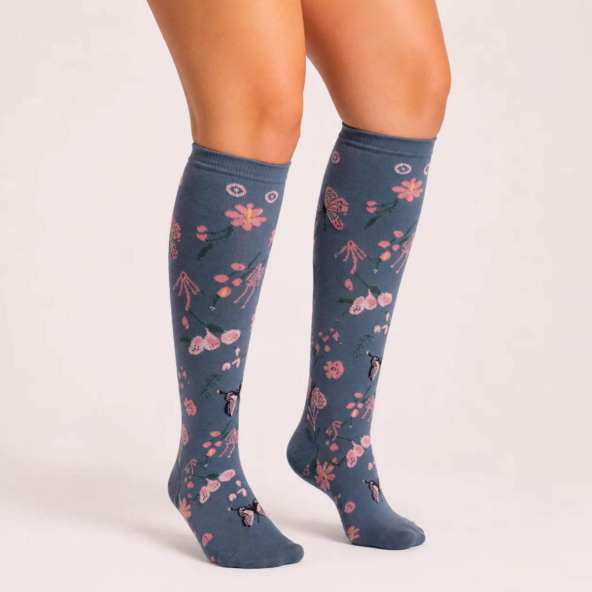 Compression Socks Blue Floral