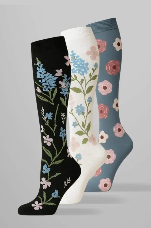 3-Pack Intense Floral Compression Socks — main view