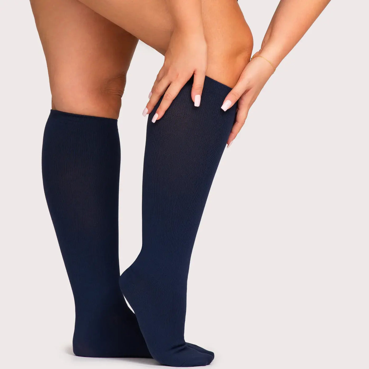 Navy compression socks — main view