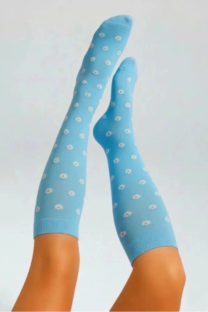 Calcetines de compresión Daisy Flores Azul — imagen del producto 2
