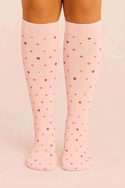 Compression Socks Pink Flowers — main view