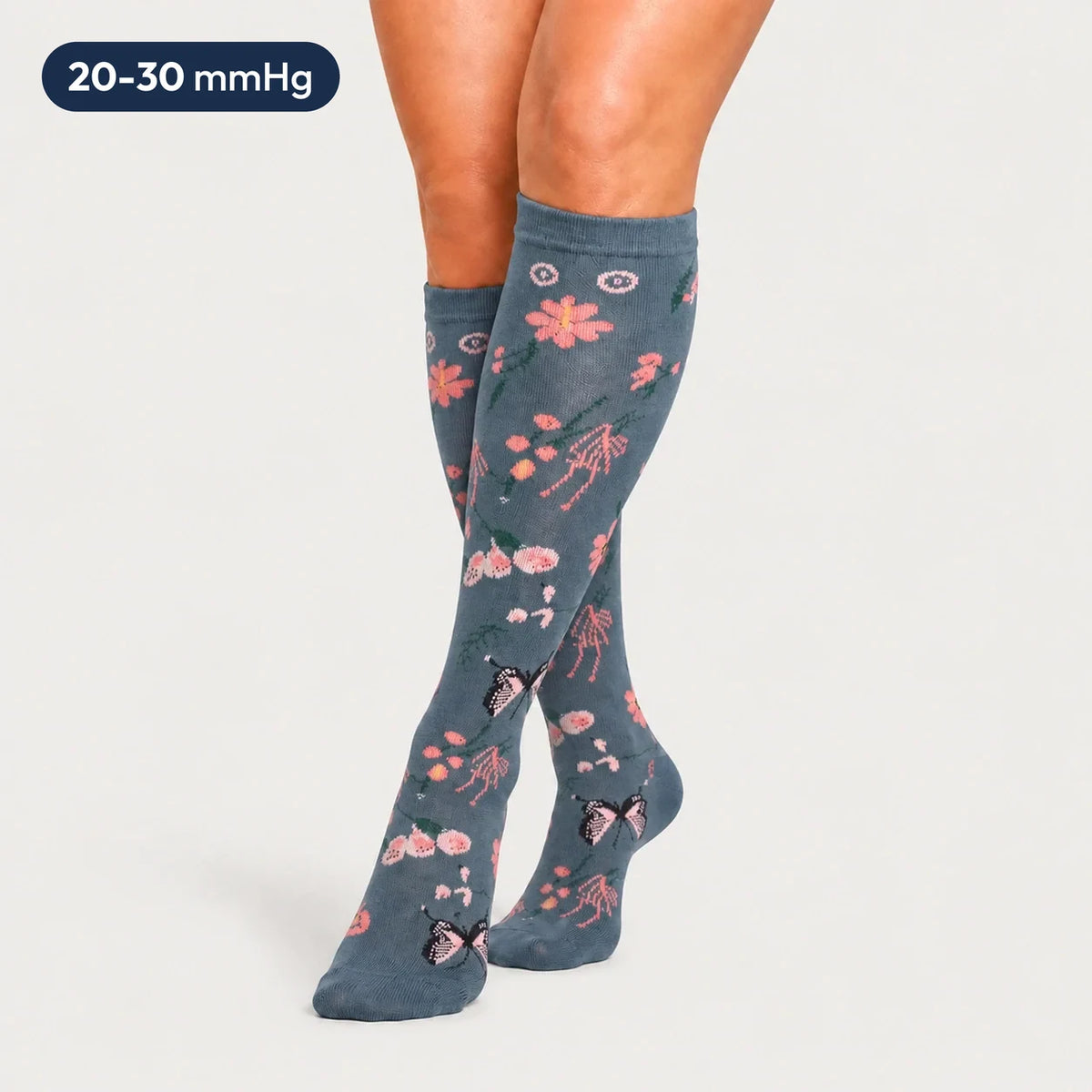 KIMA — Flowers Azul Marino — 20-30 mmHg