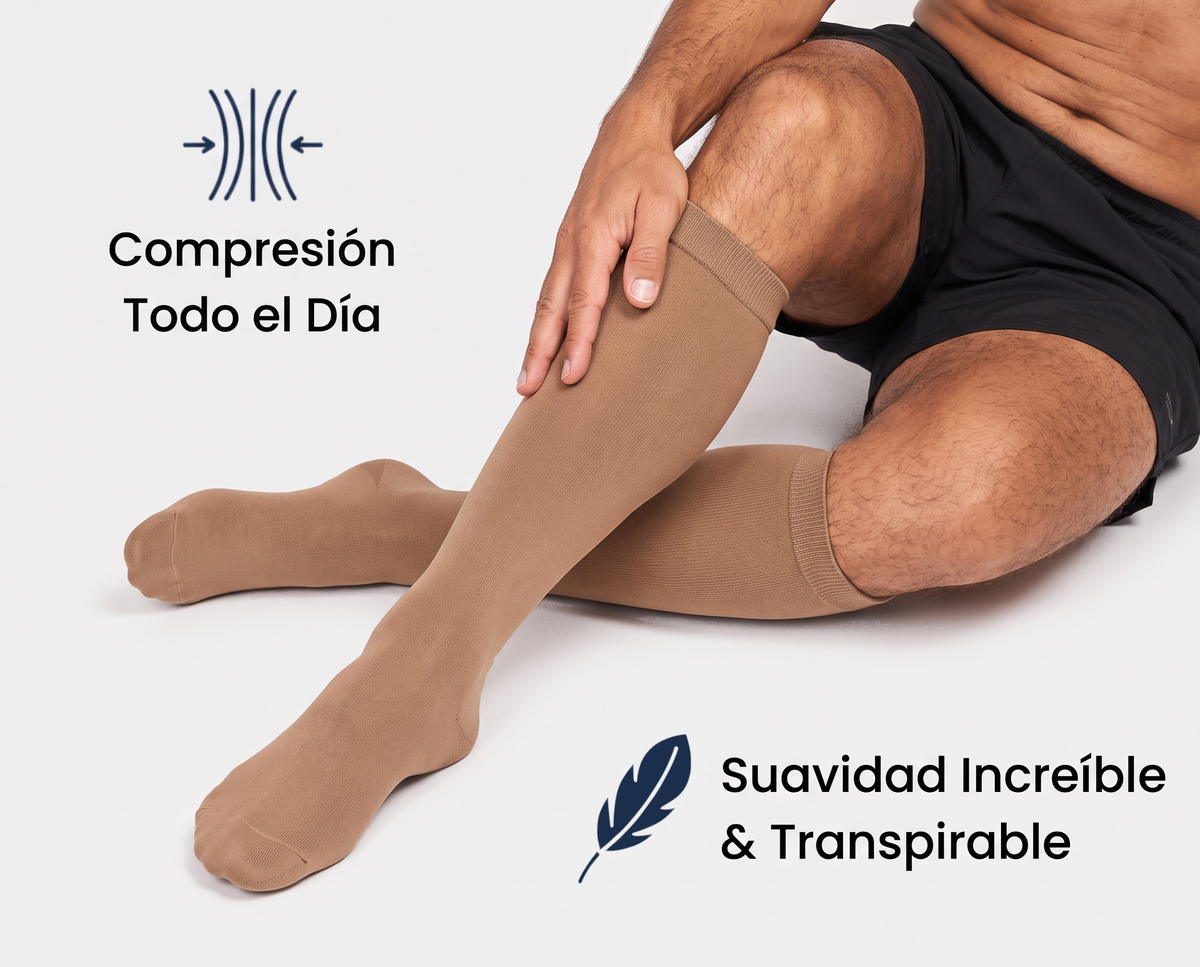 Calcetines de compresión de bambú KIMA para hombre en marrón claro: compresión todo el día, suaves y transpirables