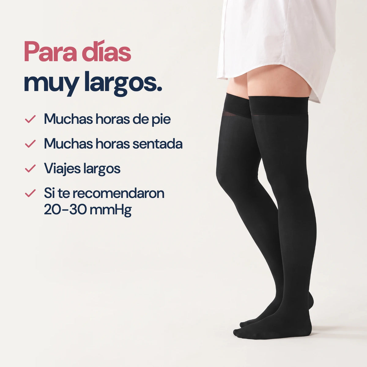 Medias de compresión KIMA hasta el muslo en negro para días muy largos