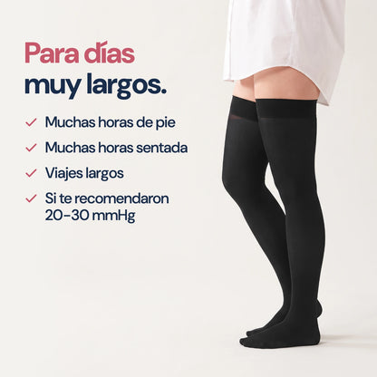 Medias de compresión KIMA hasta el muslo en negro para días muy largos
