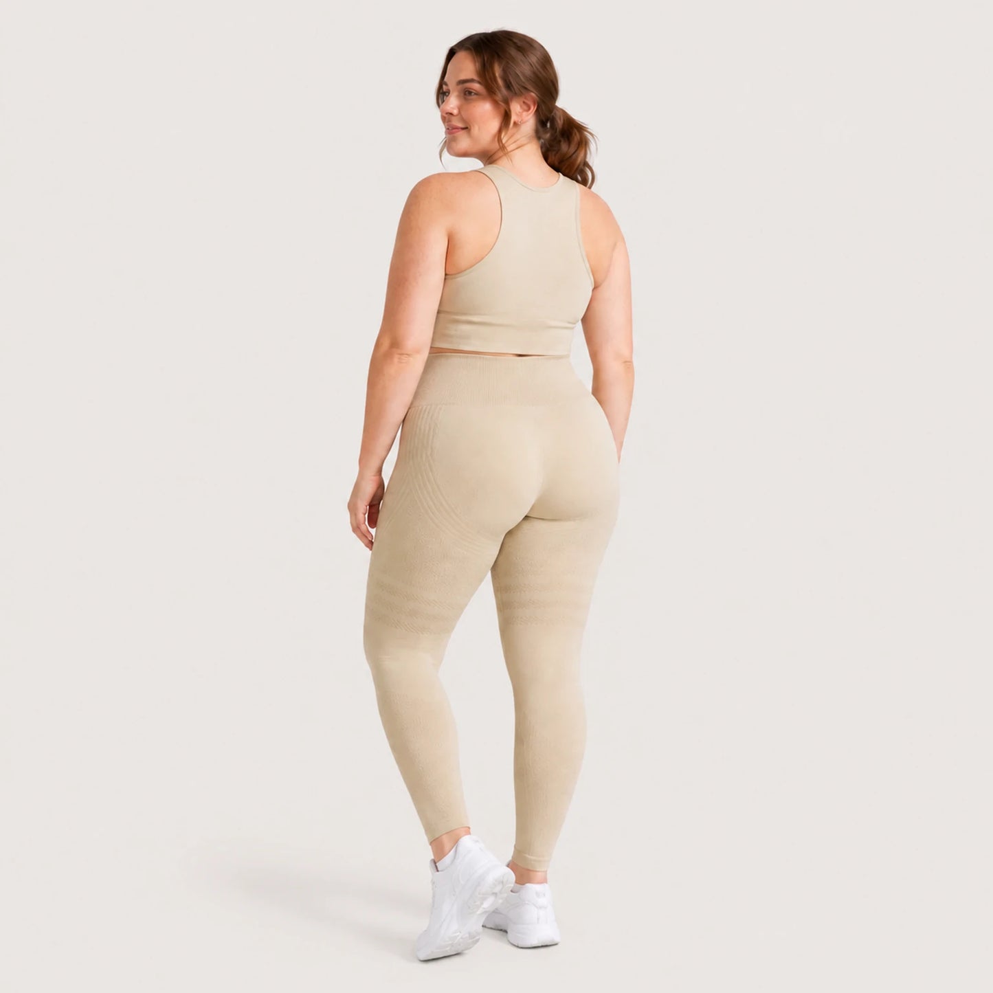 KIMA™ SculptActive 3D shaping leggings — Beige — rear view