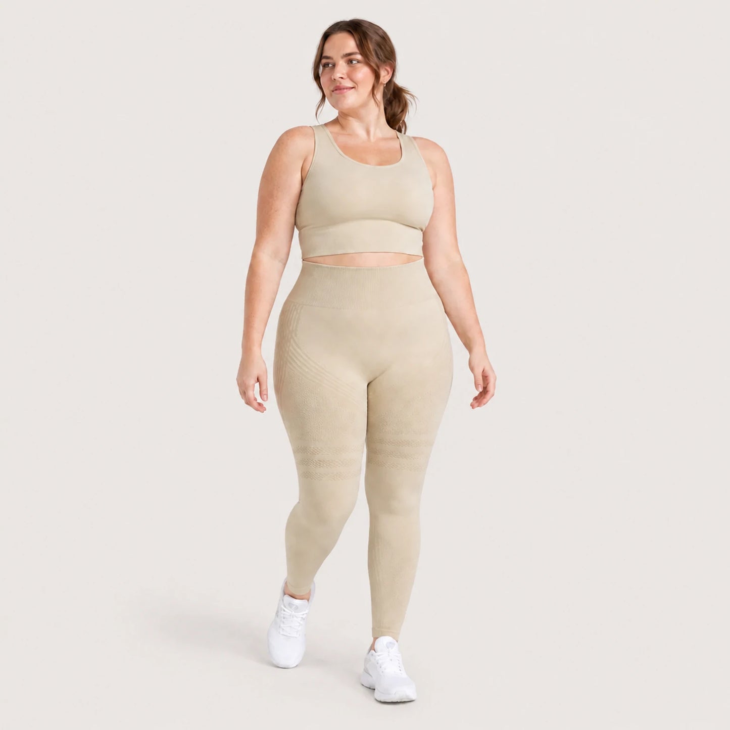 KIMA™ SculptActive 3D shaping leggings — Beige — front view