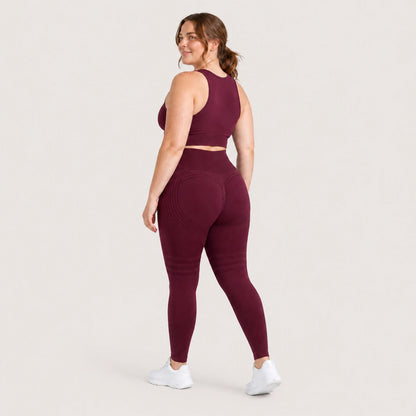 KIMA™ SculptActive 3D shaping leggings — Burgundy — rear view