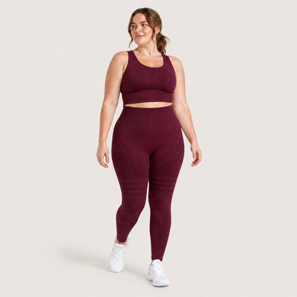 KIMA™ SculptActive 3D shaping leggings — Burgundy — front view