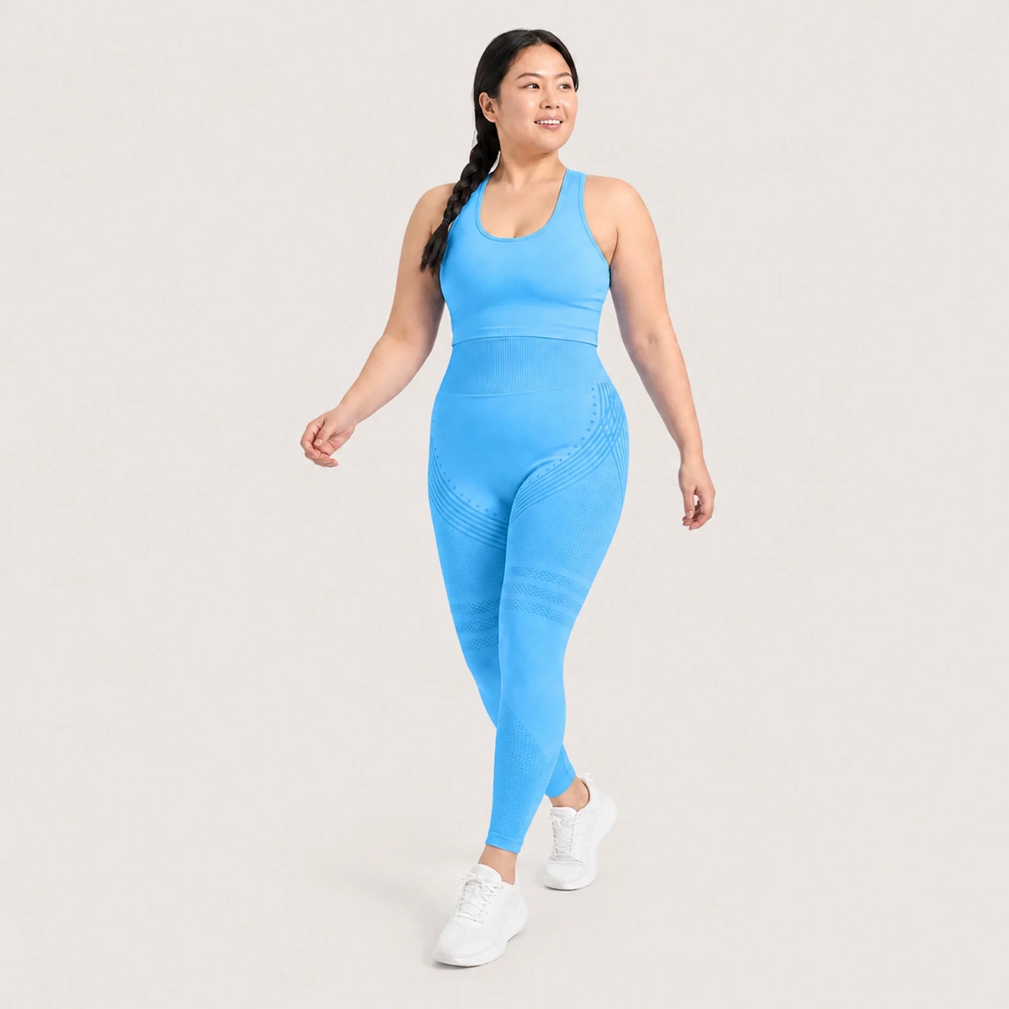 KIMA™ SculptActive 3D shaping leggings — Sky Blue — front view