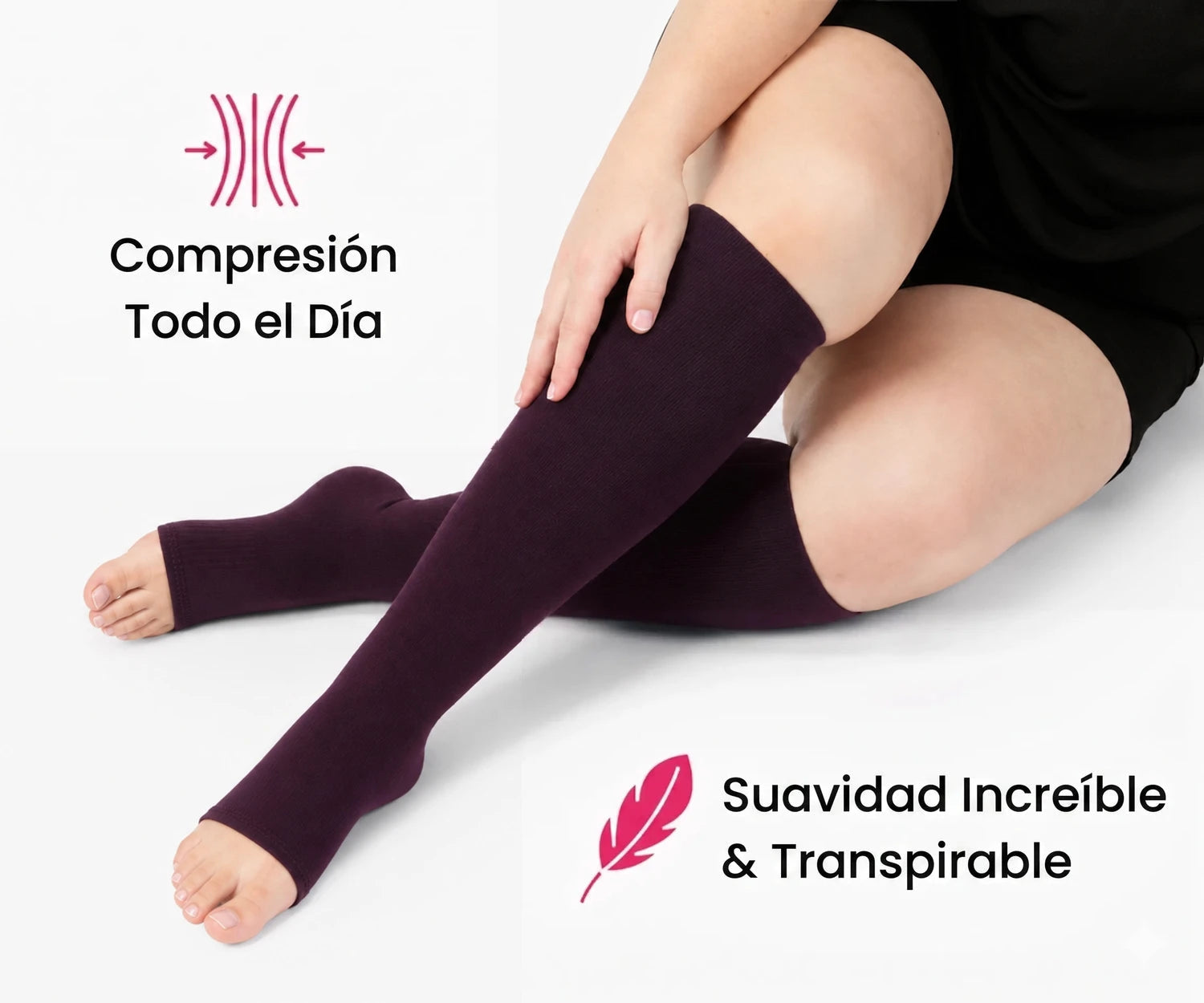 Calcetines de compresión de bambú sin punta KIMA color burdeos